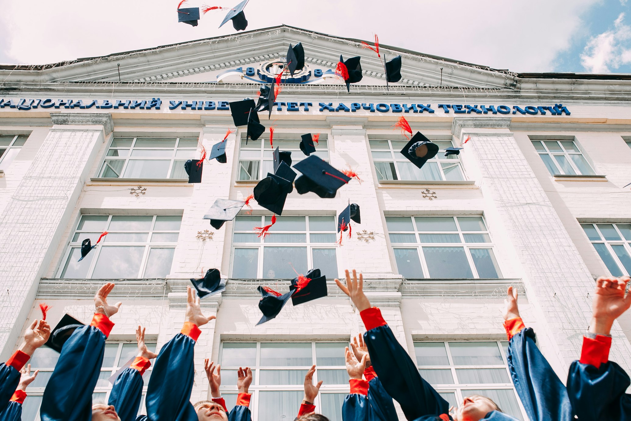 Students in graduation caps